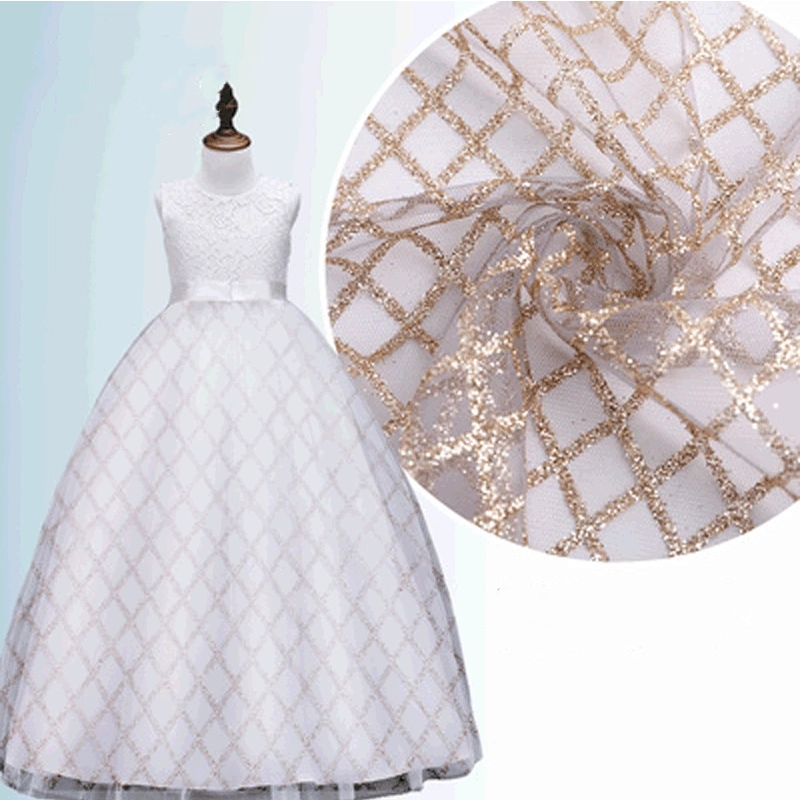 Gauze Nylon Soft Mesh Lattice Hot Gold Sprinkling Powder Wedding Dress Performance Clothes Children′s Clothing Women′s Crafts Fabric