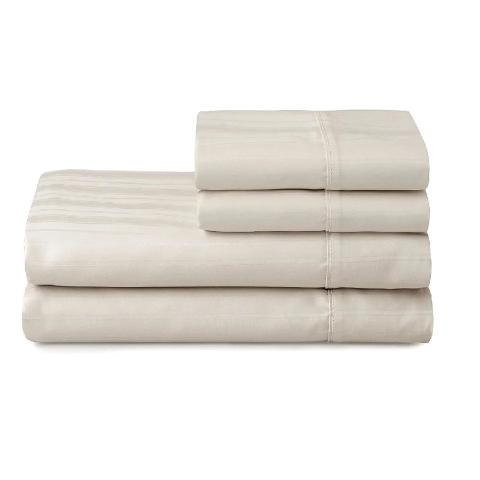 Wholesale 250tc 300tc Premium Sateen Weave Satin 3cm Stripe 100% Egyptian Cotton Fabric for Hotel Bedding