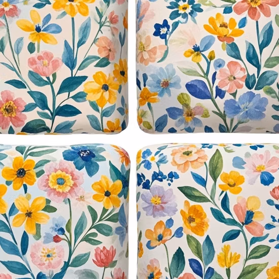 花柄ウサギデジタルプリントポリエステルタフタ生地